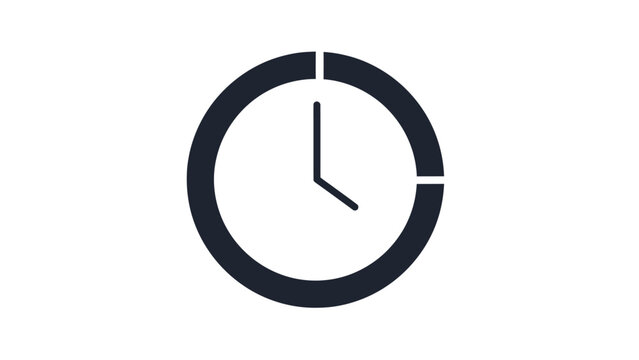 A simplified, dark blue clock icon with two hands and gaps in its circular border
