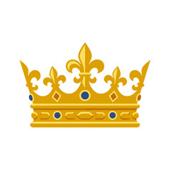 Golden royal crown with fleur de lis and blue gems © rima
