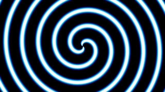 Abstract glowing blue spiral pattern on a black background, creating a hypnotic effect.