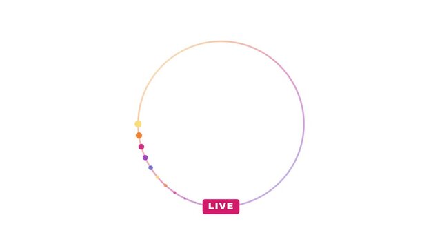 Minimalist live stream loading spinner with gradient circular progress bar and live badge