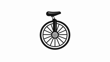 A black and white illustration unicycle. © ikhsan