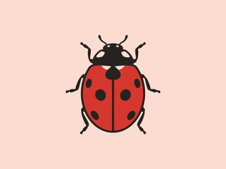 A red ladybug illustration on a soft pink background © rupo