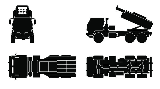 M142 HIMARS Multiple Launch Rocket System Vector Silhouette