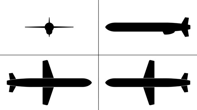 Tomahawk Land Attack Cruise Missile Vector Silhouette