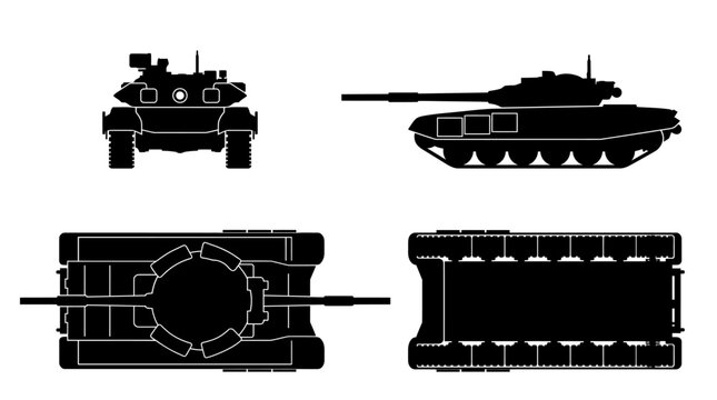 T-90 Main Battle Tank Russian Army Armored Vehicle Silhouette