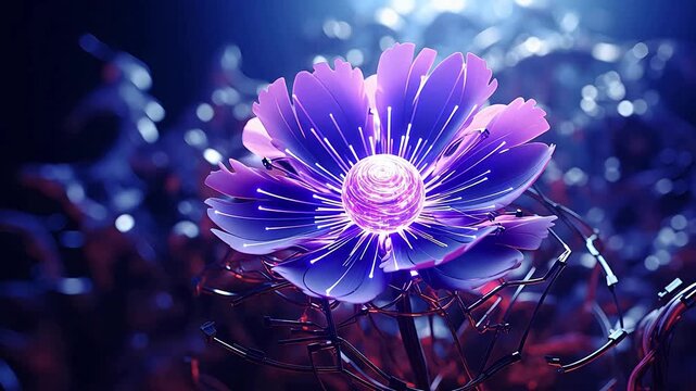 Digital technology purple future flower abstract background