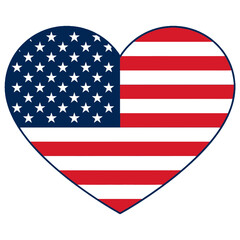 Fototapeta premium Heart Shape American Flag Symbol Patriotic Love Decoration Vector Illustration