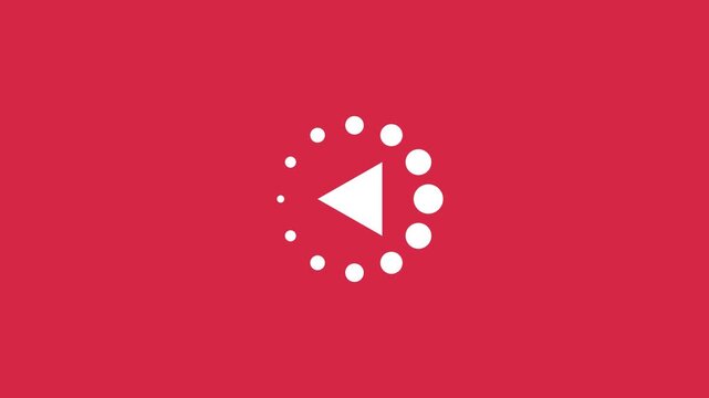 Minimalist loading spinner animation with rotating triangle on red background, progress waiting