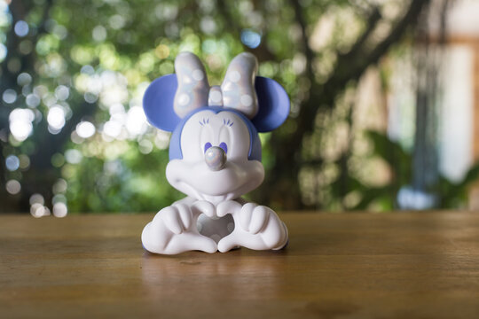 Bangkok, Thailand - June 26, 2026 : Character Minnie Mouse Love Hand Mini Bust, Soap Studio.