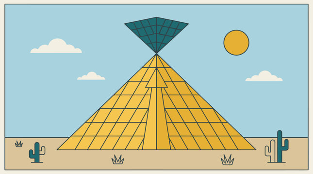 Ancient Egyptian Pyramid Monument in Desert Landscape.