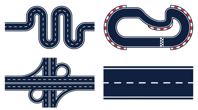 Vector illustration of various road and highway track designs