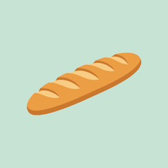A fresh golden baguette bread loaf on a green background © tara