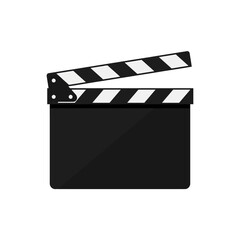 Fototapeta premium A classic black movie clapperboard icon on white background