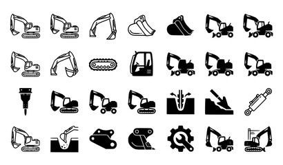 Collection of excavator and construction icons © MdAsif