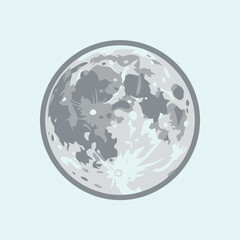 A detailed illustration of a full moon on a light blue background © puli