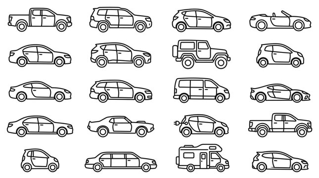 Various cars in different styles.