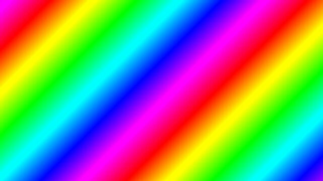 Vibrant rainbow gradient background with diagonal stripes and smooth color transitions.