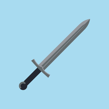 A flat vector illustration of a medieval steel sword