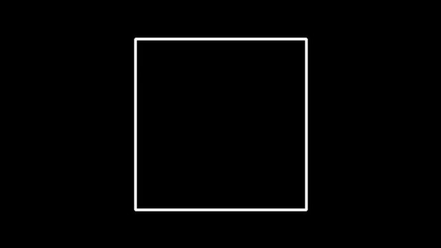 A simple white square outline on a black background, representing a basic geometric shape.