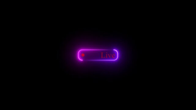 simple live streaming icon animation with transparent background, black whit button live streaming animation symbol