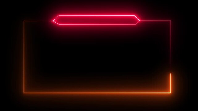 live streaming neon text frame animation box frame neon frame live streaming game live Stream overlay animation for live streaming video Titles futuristic Hud frame with 4k video 