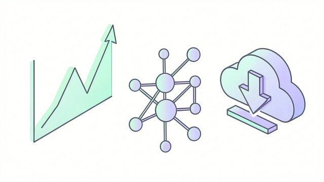 a cloud and a graph with an arrow pointing up