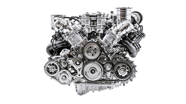 V8 Engine Block with Gears and Tubes