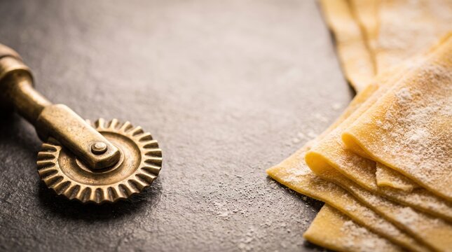 Artisan fresh pasta making with vintage cutter