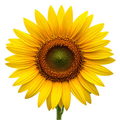 Fototapeta premium Bright Yellow Sunflower Isolated on Transparent Background
