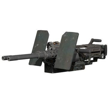 Dual Barrel Machine Gun Military Weapon
