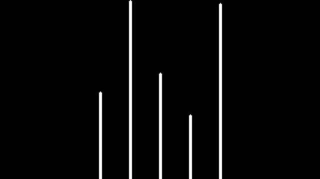 Abstract minimalist composition of vertical white lines on a black background, representing data or growth.