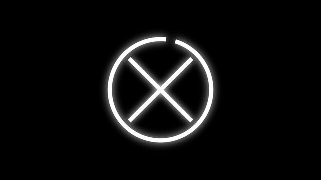 Glowing red neon rejection icon animation for modern digital interfaces. Excellent for denied requests, failed actions and warning notifications.