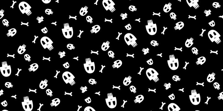 seamless black background and white skull, emo pattern