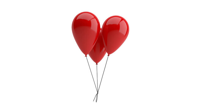 Three red glossy balloons tied together
