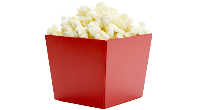 Red box filled with fluffy popcorn