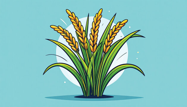 Green plant with yellow ears wheat.