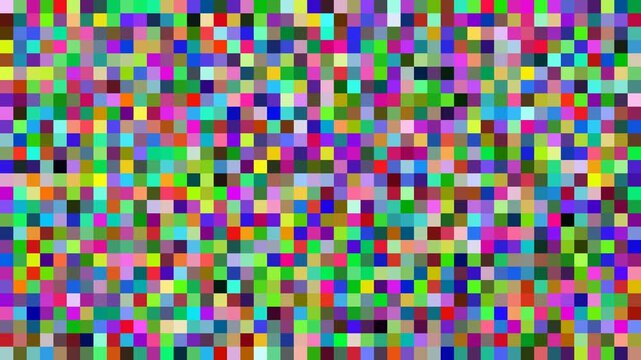 Abstract mosaic of colorful pixels creating a digital noise pattern background.