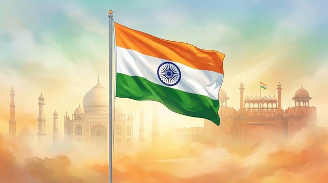democracy, independence, liberty, patriot, patriotism, peace, pride, ribbon, graphic, nation, celebrate, flag, freedom, greeting, happy, illustration, india, indian, white, august, banner, card, celeb