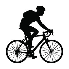 Naklejka premium Cycling silhouette, bicycle rider icon, bike sport illustration, athletic vector isolated on White Background silhouette
