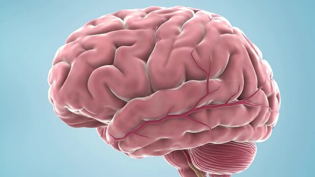 Clean Bright 4K Medical Illustration Of A Human Brain In Soft Pastel Colors Against A Subtle Gradient Background For Educational And Scientific Use