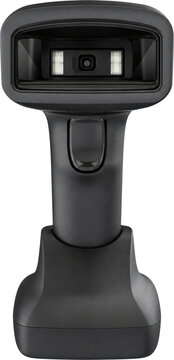 Handheld POS barcode scanner isolated on transparent background