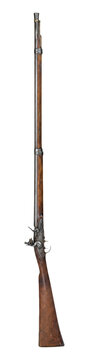Antique flintlock musket rifle isolated on transparent background