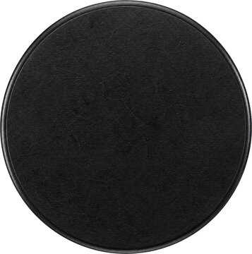 Top view of a black hockey puck isolated on transparent background