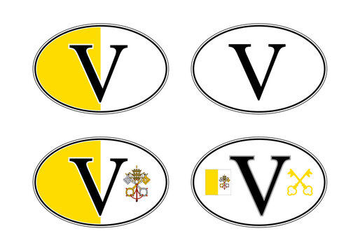 Vatican City, Holy See, oval international vehicle registration code license plate sticker, vector illustration