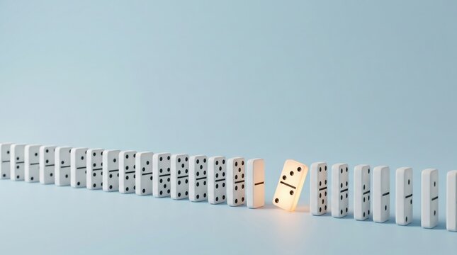 domino chain reaction glowing piece