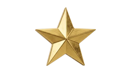 Fotobehang Goud Shiny gold star ornament with metallic texture isolated on a professional transparent background asset.  © Png ProTeam