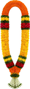 Traditional Indian flower garland isolated on transparent background