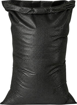 Industrial black charcoal bag isolated on transparent background