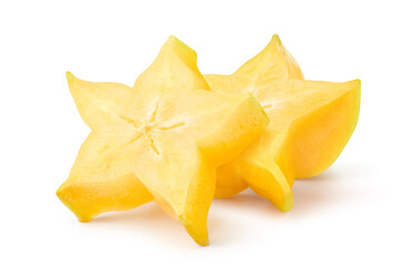Fototapeta premium Star fruit or carambola slice isolate on white.