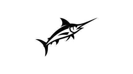 Naklejka premium Black marlin fish swimming fast underwater.